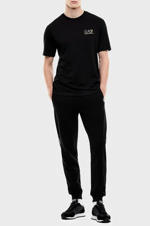 EA7 Logolu Bisiklet Yaka T Shirt Erkek T SHİRT 7M002238 AF13739 UC001 SİYAH