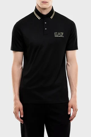 EA7 Logolu Slim Fit Kısa Kollu Polo Erkek POLO 7M002241 AF13739 UC001 SİYAH