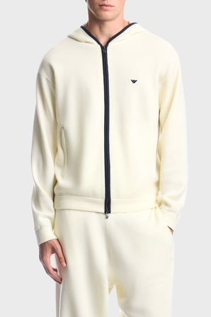 Emporio Armani Saf Yün Ve Fermuarlı Kapüşonlu Hırka Erkek HIRKA EM006223 AF27807 U0003 BEYAZ