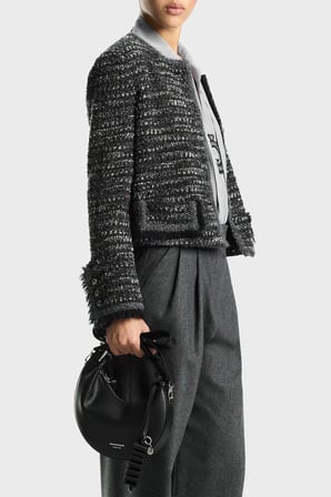 Emporio Armani Yün Karışımlı Yuvarlak Yaka Ceket Kadın CEKET EW004236 AF24396 FC366 GRİ MELANJ
