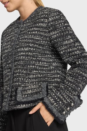 Emporio Armani Yün Karışımlı Yuvarlak Yaka Ceket Kadın CEKET EW004236 AF24396 FC366 GRİ MELANJ