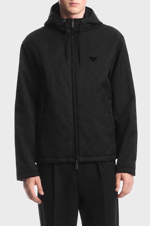 Emporio Armani Logolu Relaxed Fit Kapüşonlu Suya Dayanıklı Ceket Erkek CEKET EM006736 AF29202 FC368 SİYAH