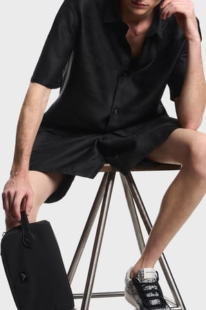 Emporio Armani Logolu Tek Saplı Çanta Erkek ÇANTA EM007035 AF28742 UC001 SİYAH