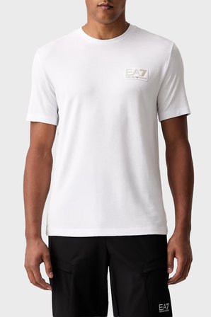 EA7 Logolu Bisiklet Yaka T Shirt Erkek T SHİRT 7M002238 AF13739 U0002 BEYAZ