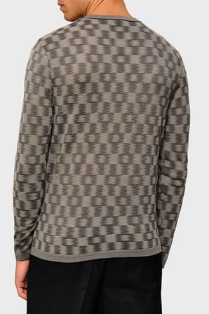Emporio Armani Saf Yün Yuvarlak Yaka Kazak Erkek KAZAK EM006276 AF29848 F8035 KOYU GRİ