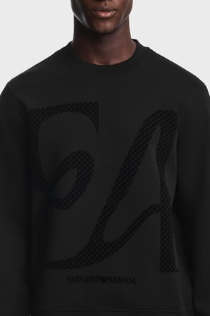 Emporio Armani Kadife Logolu Regular Fit Bisiklet Yaka Sweat Erkek SWEAT EM006841 AF10013 MC722 SİYAH