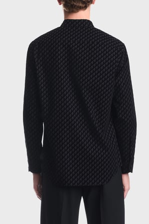 Emporio Armani Kadife Logolu Pamuklu Uzun Kollu Gömlek Erkek GÖMLEK EM006705 AF27982 PC005 SİYAH