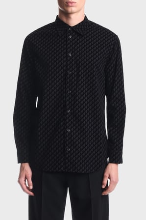 Emporio Armani Kadife Logolu Pamuklu Uzun Kollu Gömlek Erkek GÖMLEK EM006705 AF27982 PC005 SİYAH