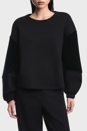 Emporio Armani Logolu Şönil Şeritli Bisiklet Yaka Sweat Kadın SWEAT EW004209 AF10002 UC001 SİYAH