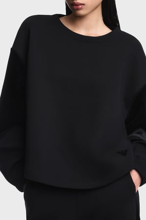 Emporio Armani Logolu Şönil Şeritli Bisiklet Yaka Sweat Kadın SWEAT EW004209 AF10002 UC001 SİYAH