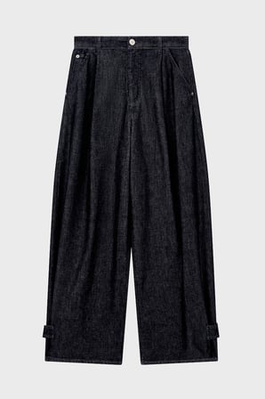 Emporio Armani Pileli Relaxed Fit Yüksek Bel Jeans Kadın KOT PANTOLON EW004861 AF26305 MB001 LACİVERT