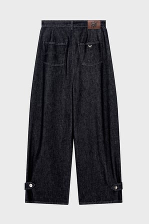 Emporio Armani Pileli Relaxed Fit Yüksek Bel Jeans Kadın KOT PANTOLON EW004861 AF26305 MB001 LACİVERT