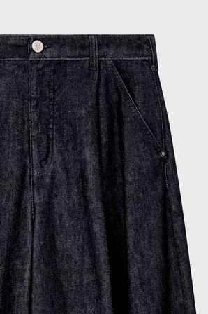 Emporio Armani Pileli Relaxed Fit Yüksek Bel Jeans Kadın KOT PANTOLON EW004861 AF26305 MB001 LACİVERT