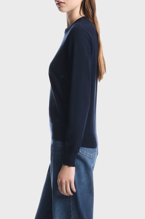 Emporio Armani Yuvarlak Yaka Yünlü Kazak Kadın KAZAK EW004693 AF29551 FB073 MAVİ