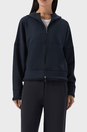 Emporio Armani Logolu Relaxed Fit Kapüşonlu Ceket Kadın CEKET EW004729 AF25831 MB136 LACİVERT