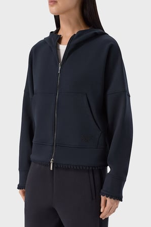 Emporio Armani Logolu Relaxed Fit Kapüşonlu Ceket Kadın CEKET EW004729 AF25831 MB136 LACİVERT