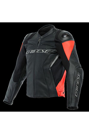 DAINESE/RACING 4 LEATHER BLACK/FLUO-RED