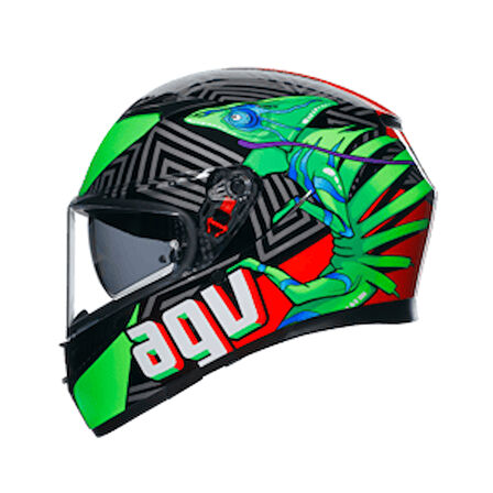 AGV KASK K3 MPLK KAMALEON BLACK RED GREEN