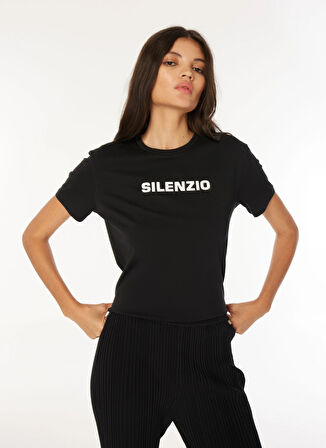 Aspesi Yuvarlak Yaka Baskılı Siyah Kadın T-Shirt Z Z035 A335