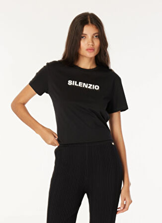 Aspesi Yuvarlak Yaka Baskılı Siyah Kadın T-Shirt Z Z035 A335