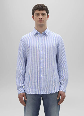 Aspesi Regular Fit Gömlek Yaka Mavi Erkek Gömlek A CE29 L085