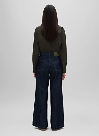 Aspesi Yüksek Bel Geniş Paça Standart Koyu İndigo Kadın Denim Pantolon G 0160 G371