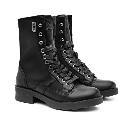 Kadın Çizme OXW002300 OXS FRANK 0023 MID D NYLON/LEATHER Black