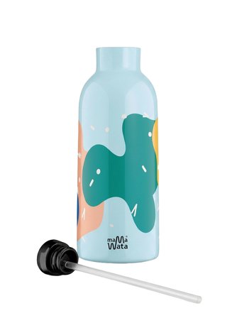 Mamawata Confetti Pipetli Çocuk Termos Matara 470 ml Paslanmaz Çelik Sızdırmaz Yalıtımlı Suluk