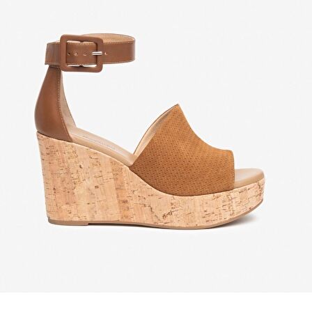 Nero Giardini  Kadın Sandalet E218770D NeroGiardini VELOUR HOLD CUOIO PU.MUSA 8901P RICOPE 326-Tabacco