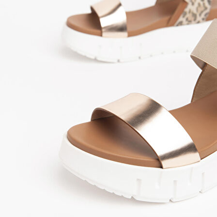 Nero Giardini  Kadın Sandalet E219022D NeroGiardini SPECCHIO OPACO PHARD ARMENIA COGNAC LEO GLITTER ORO TR LIGHT