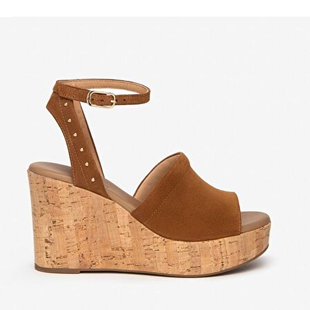 Nero Giardini  Kadın Sandalet E307663D NeroGiardini VELOUR PU.MUSA 8901P RICOPE 326-Tabacco