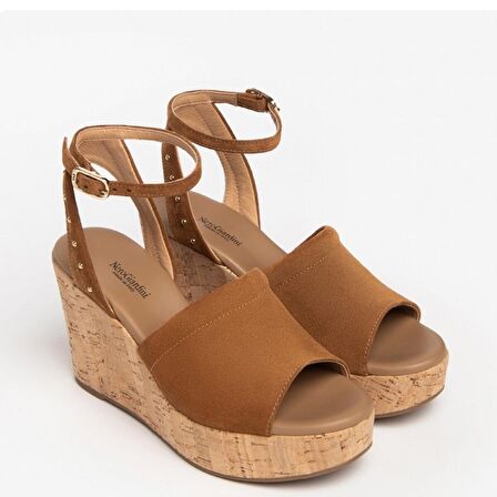 Nero Giardini  Kadın Sandalet E307663D NeroGiardini VELOUR PU.MUSA 8901P RICOPE 326-Tabacco