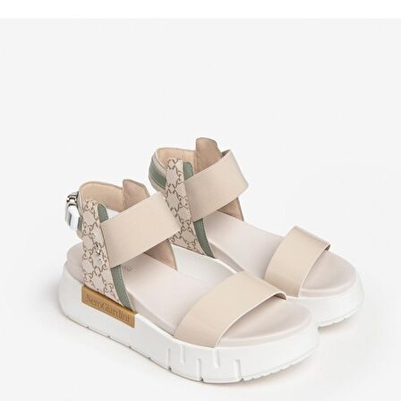 Nero Giardini  Kadın Sandalet E307841D NeroGiardini VERNICE 1039 NAPPA PANDORA SALVIA T.GIOVE BEIGE VELVET 711-Latte