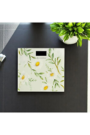 Yaprak Desenli Dijital Banyo Baskülü,tartısı,180 Kg Kapasite, Otomatik Açılma,kg/lb Seçimi,led Ekran
