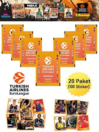 Panini Turkish Airlines Euroleague 2025 Sticker Seti 20 Paket (100 Adet)