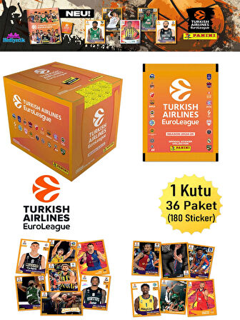 Panini Turkish Airlines Euroleague 2025 Sticker Seti 1 Kutu (36 Paket)
