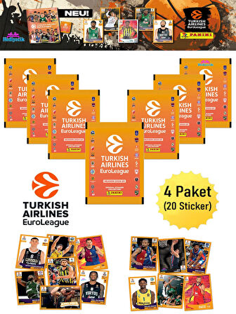 Panini Turkish Airlines Euroleague 2025 Sticker Seti 4 Paket (20 Adet)