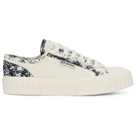 Superga 2630 STRIPE SKETCHED FLOWERS Kadın Ekru Sneaker S41356W-AE7
