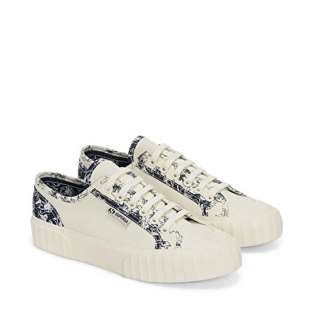 Superga 2630 STRIPE SKETCHED FLOWERS Kadın Ekru Sneaker S41356W-AE7
