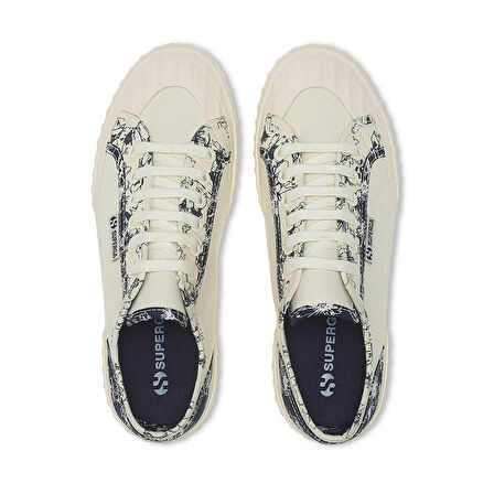 Superga 2630 STRIPE SKETCHED FLOWERS Kadın Ekru Sneaker S41356W-AE7