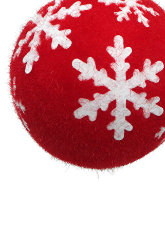 Yılbaşı Topu Kırmızı Kar Taneli 6 Adet 8cm