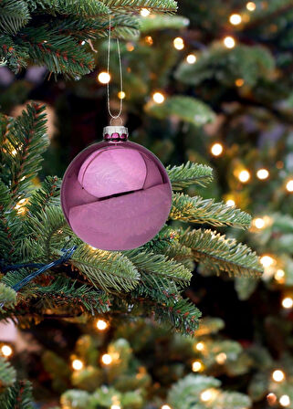 Yılbaşı Topu Parlak Pembe 8cm