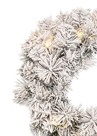 Yılbaşı Çelenk Karlı Ledli 40cm