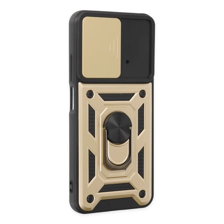 Xiaomi Poco M4 Pro 4G Kılıf Pars Lens Yüzüklü Silikon - Gold