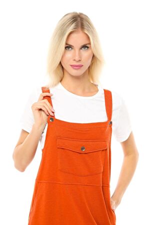 defy's Kadın Askılı Yırtmaçlı Elbise Tarçın 