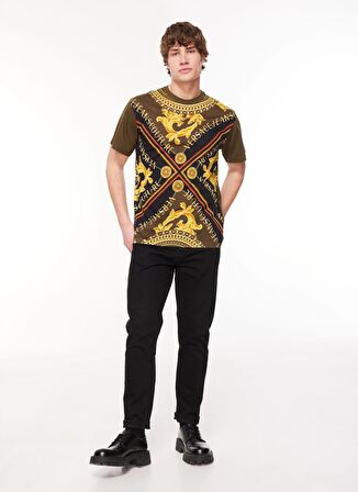 Versace Jeans Couture Bisiklet Yaka Haki Erkek T-Shirt 75GAH6RFJ0001107