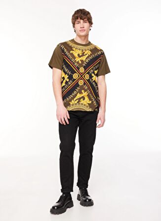Versace Jeans Couture Bisiklet Yaka Haki Erkek T-Shirt 75GAH6RFJ0001107