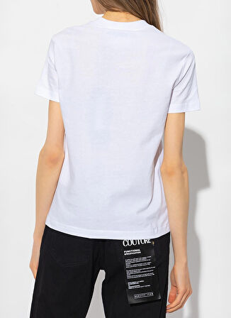 Bisiklet Yaka Baskılı Beyaz Kadın T-Shirt 75HAHF04