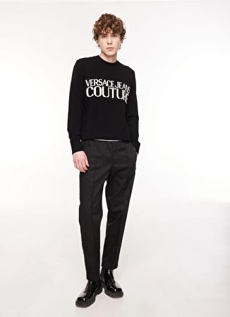 Bisiklet Yaka Slim Fit Siyah - Beyaz Erkek Kazak 75GAFM01CM31HA0E