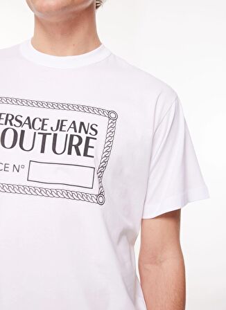 Versace Jeans Couture Bisiklet Yaka Beyaz Erkek T-Shirt 75GAHT09CJ00T003